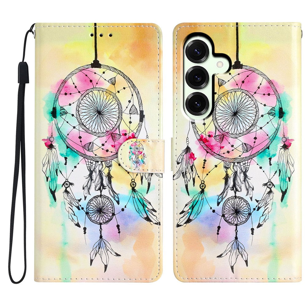 For Samsung Galaxy A57 5G Wallet Case PU Leather Pattern Printing Stand Phone Cover with Strap - Wind Chime