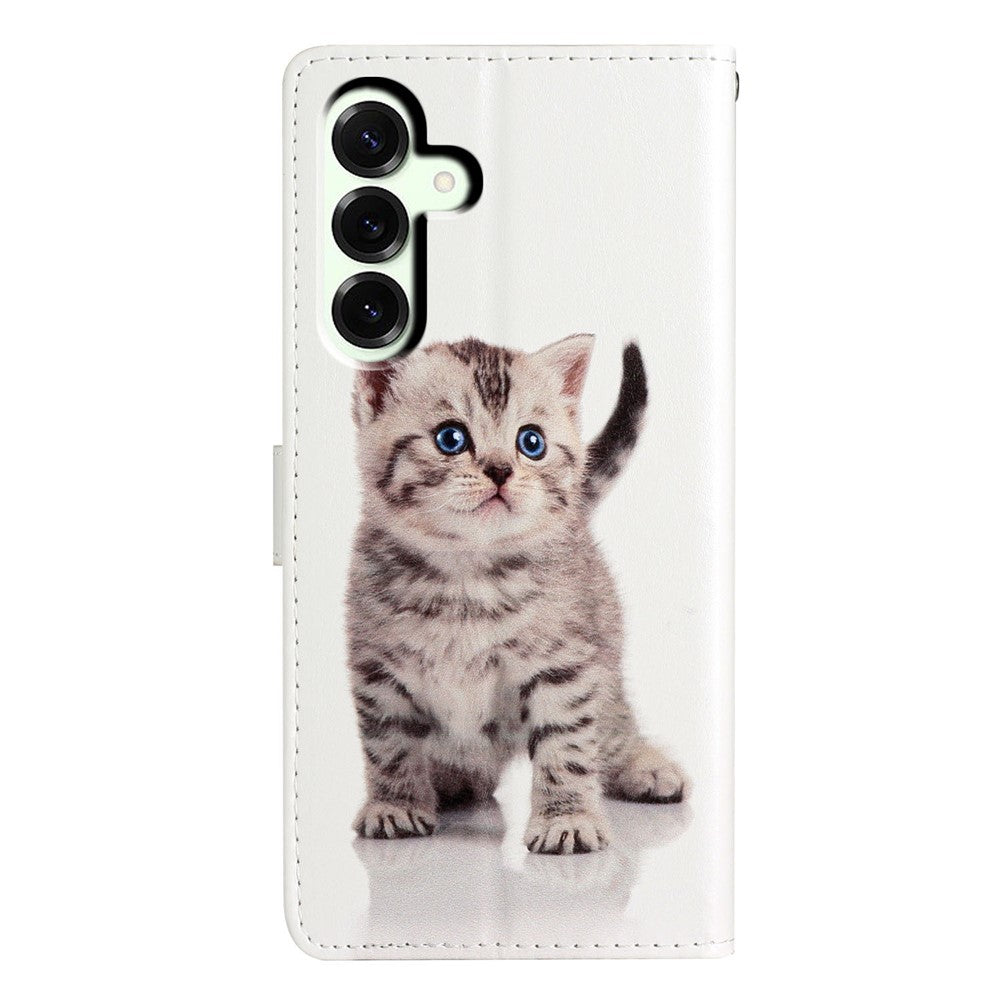 For Samsung Galaxy A57 5G Wallet Case PU Leather Pattern Printing Stand Phone Cover with Strap - Cute Cat