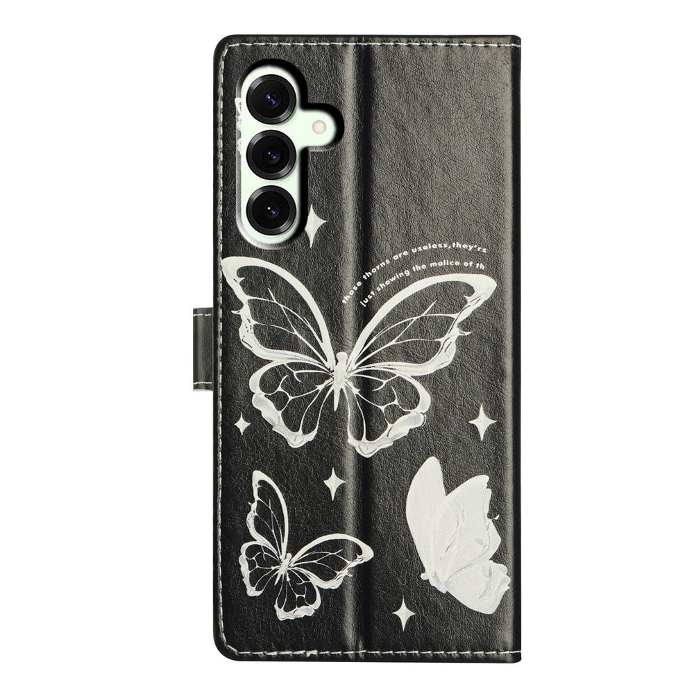For Samsung Galaxy A57 5G Case Pattern Printing Wallet Stand Flip Leather Phone Cover with Strap - Butterfly