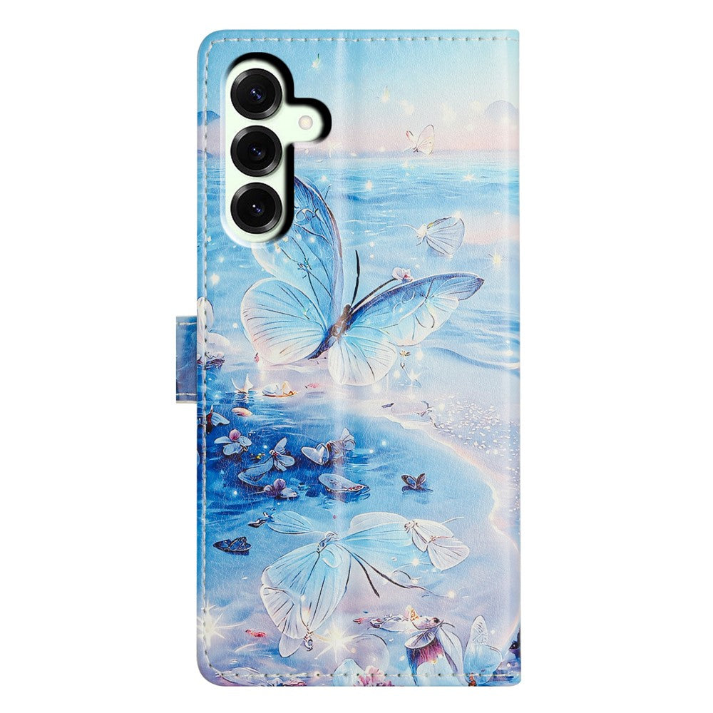 For Samsung Galaxy A57 5G Case Pattern Printing Wallet Stand Flip Leather Phone Cover with Strap - Ocean Butterfly