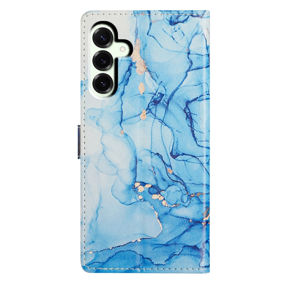 For Samsung Galaxy A57 5G Case Pattern Printing Wallet Stand Flip Leather Phone Cover with Strap - Blue Marble