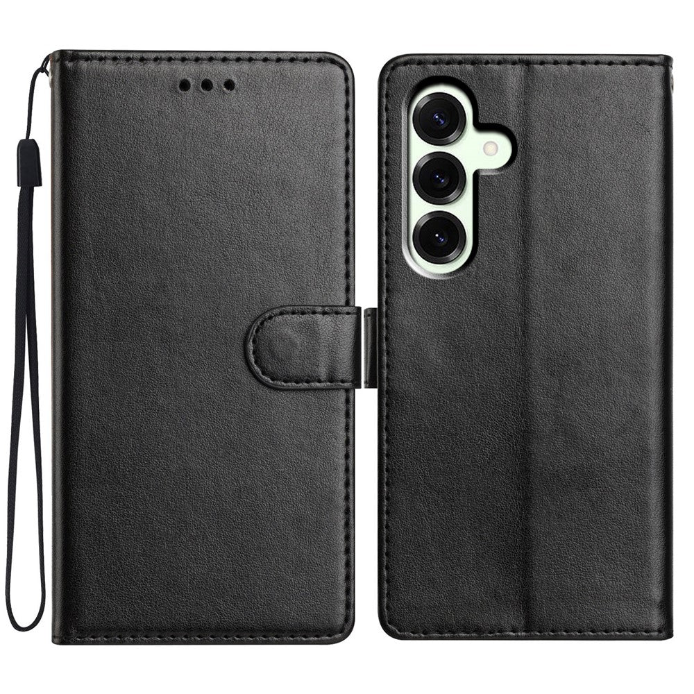 For Samsung Galaxy A57 5G Leather Case Wallet Stand Phone Cover with Handy Strap - Black