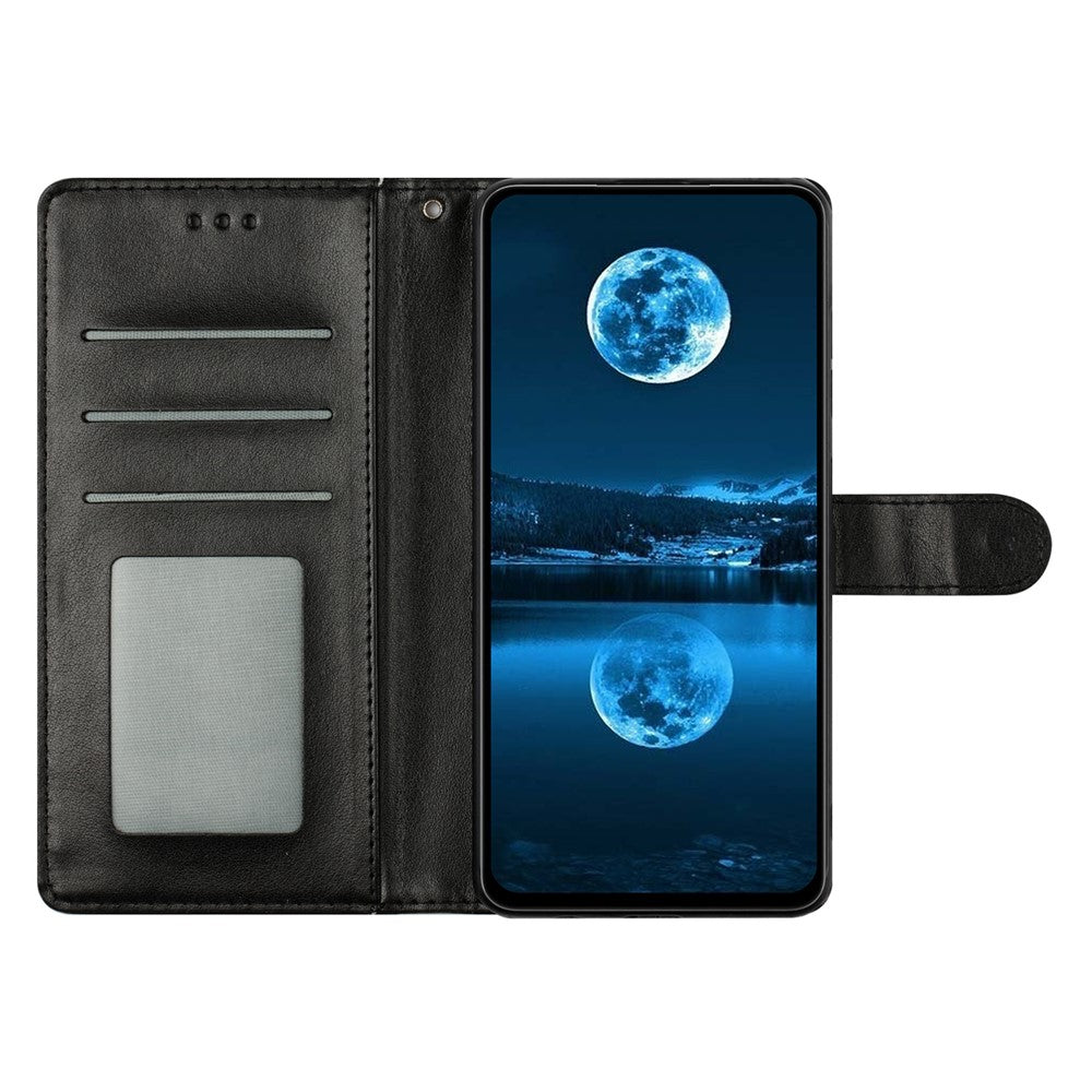 For Samsung Galaxy A57 5G Leather Case Wallet Stand Phone Cover with Handy Strap - Black