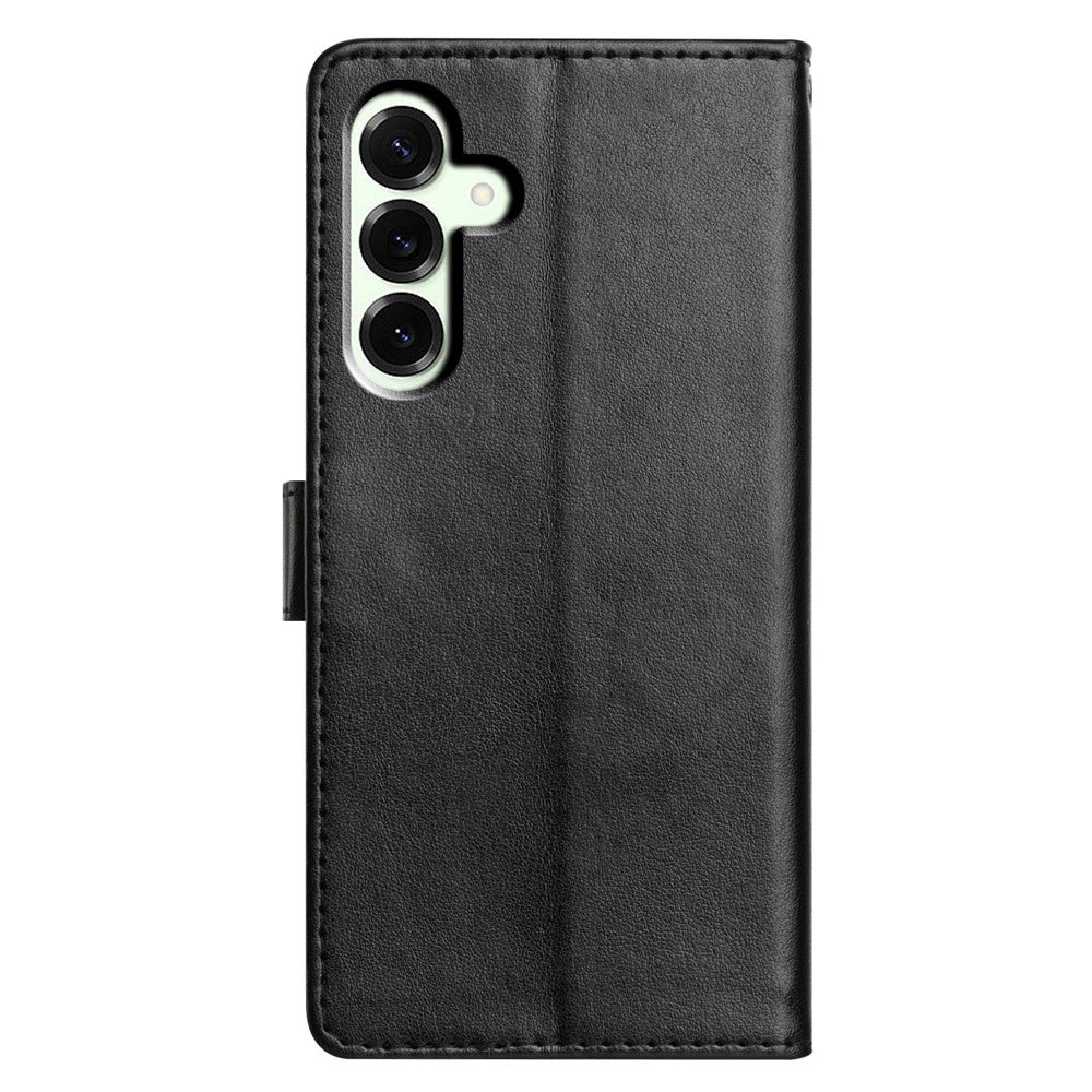 For Samsung Galaxy A57 5G Leather Case Wallet Stand Phone Cover with Handy Strap - Black