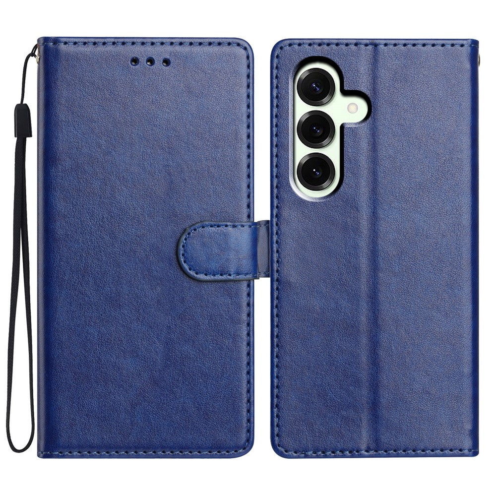 For Samsung Galaxy A57 5G Leather Case Wallet Stand Phone Cover with Handy Strap - Blue