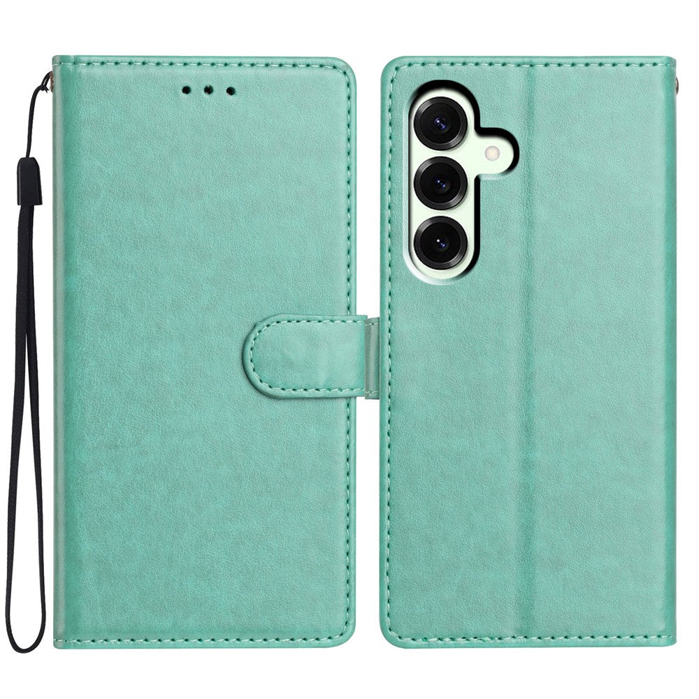 For Samsung Galaxy A57 5G Leather Case Wallet Stand Phone Cover with Handy Strap - Green