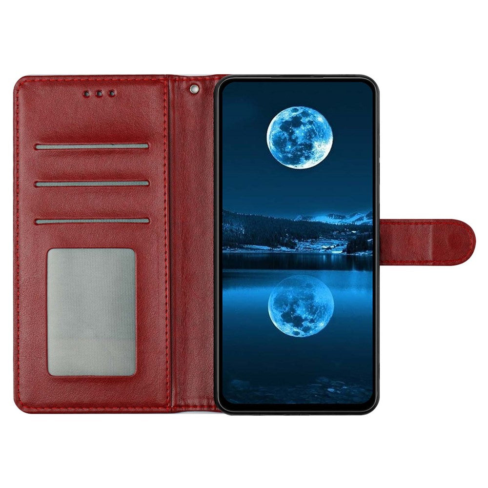For Samsung Galaxy A57 5G Leather Case Wallet Stand Phone Cover with Handy Strap - Red