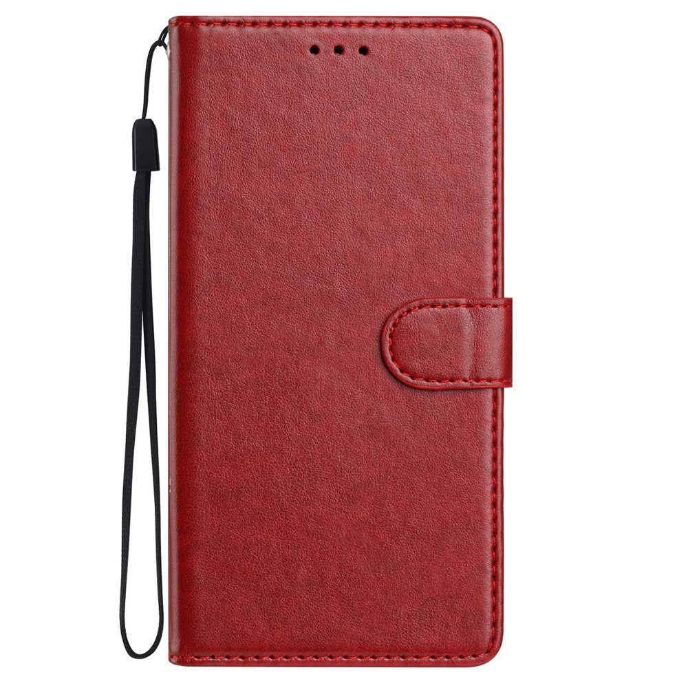 For Samsung Galaxy A57 5G Leather Case Wallet Stand Phone Cover with Handy Strap - Red