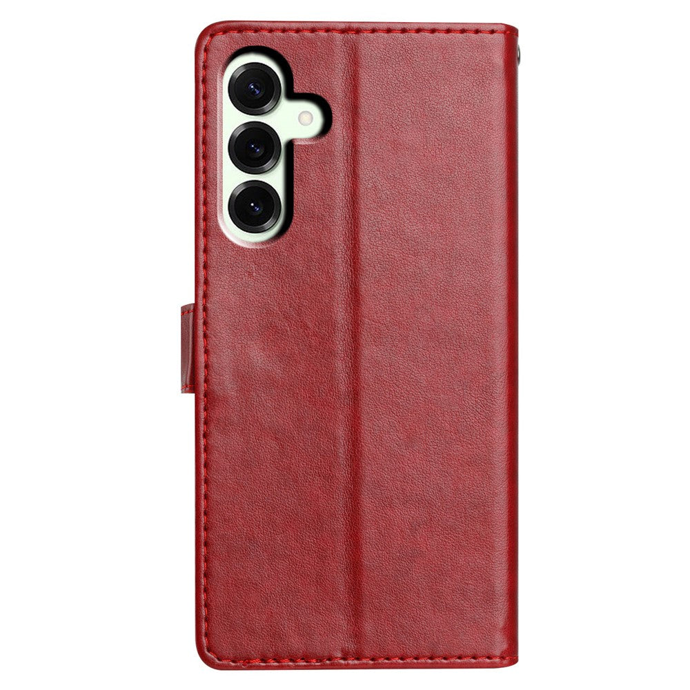 For Samsung Galaxy A57 5G Leather Case Wallet Stand Phone Cover with Handy Strap - Red