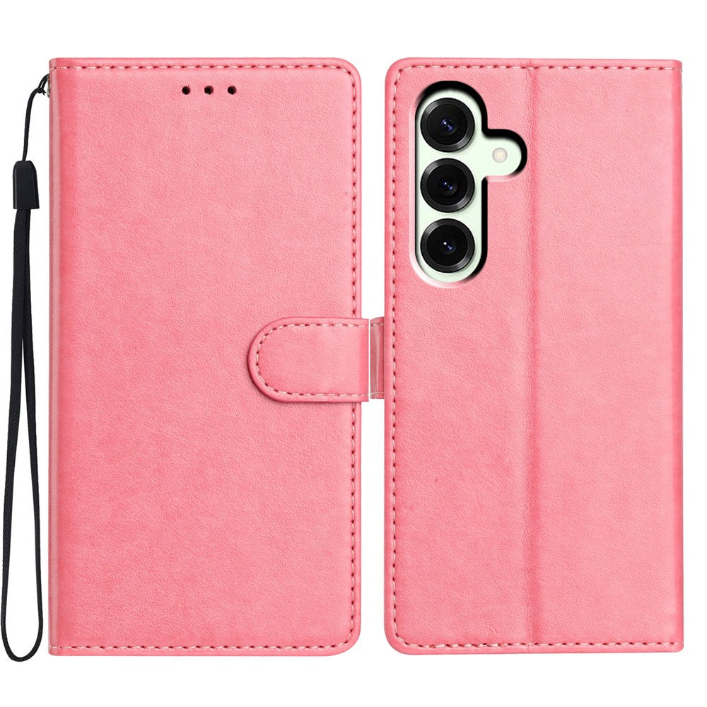 For Samsung Galaxy A57 5G Leather Case Wallet Stand Phone Cover with Handy Strap - Rose Gold