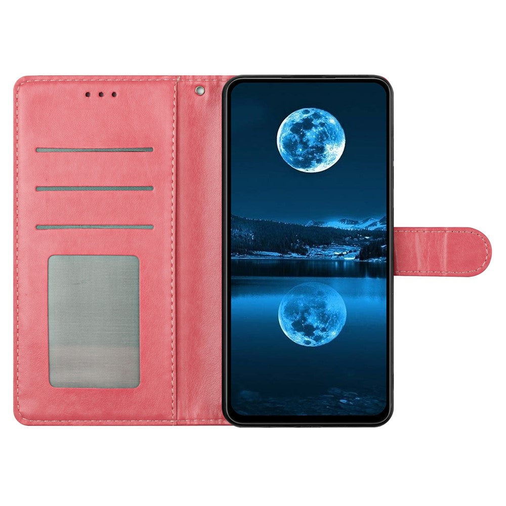 For Samsung Galaxy A57 5G Leather Case Wallet Stand Phone Cover with Handy Strap - Rose Gold