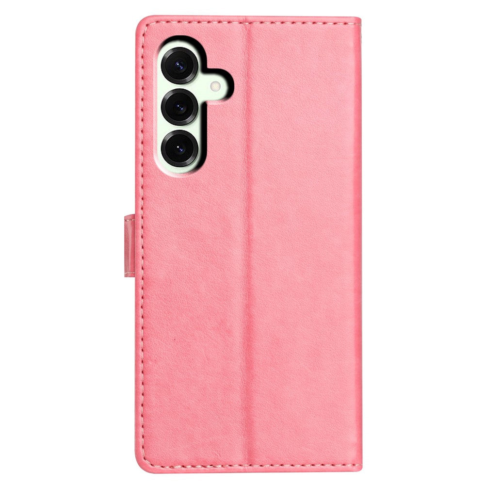 For Samsung Galaxy A57 5G Leather Case Wallet Stand Phone Cover with Handy Strap - Rose Gold