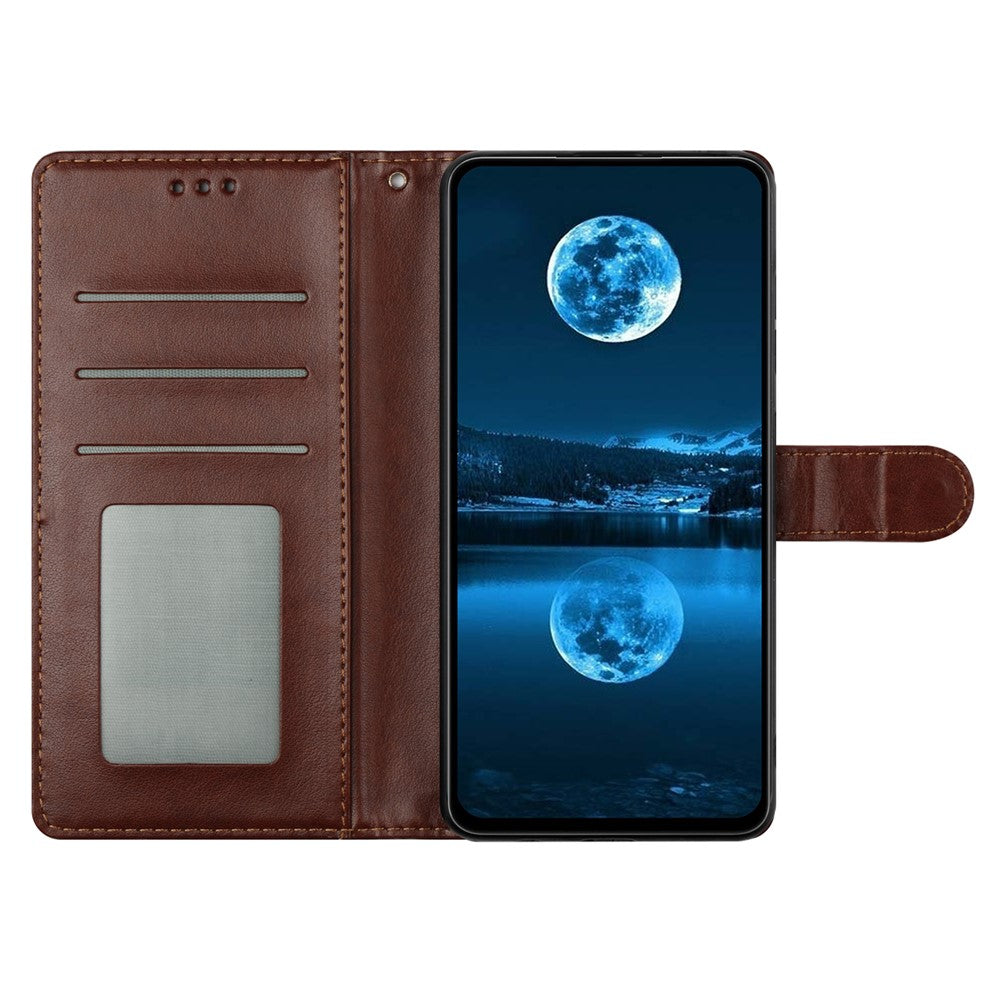 For Samsung Galaxy A57 5G Leather Case Wallet Stand Phone Cover with Handy Strap - Brown