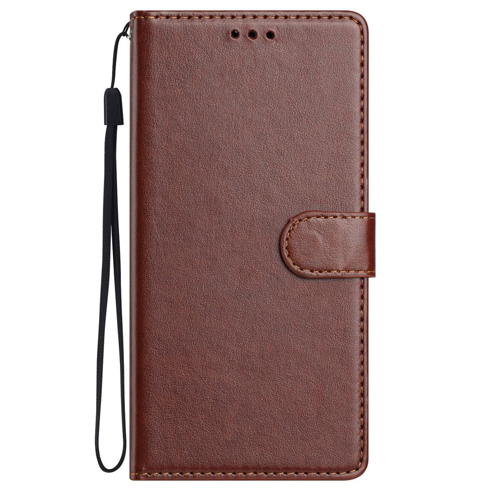 For Samsung Galaxy A57 5G Leather Case Wallet Stand Phone Cover with Handy Strap - Brown