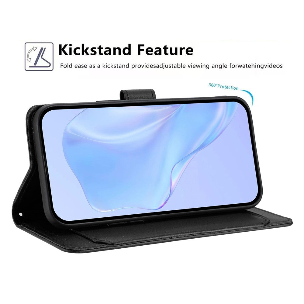 For Samsung Galaxy A57 5G Wallet Case with Strap / Multiple Card Slots Solid Color Leather Stand Phone Cover - Black
