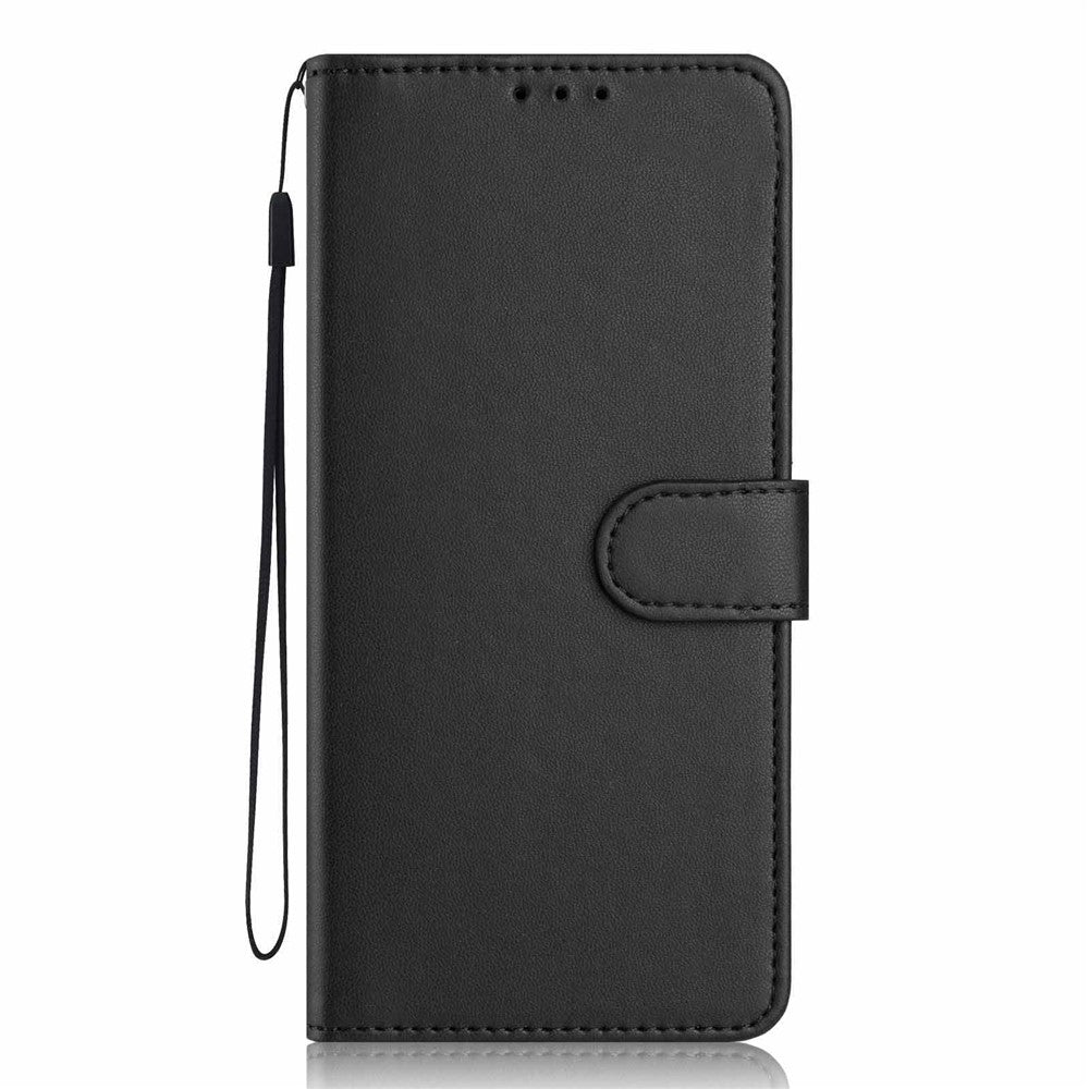 For Samsung Galaxy A57 5G Wallet Case with Strap / Multiple Card Slots Solid Color Leather Stand Phone Cover - Black