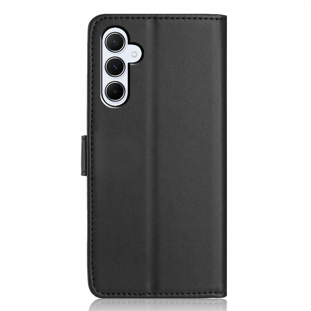 For Samsung Galaxy A57 5G Wallet Case with Strap / Multiple Card Slots Solid Color Leather Stand Phone Cover - Black