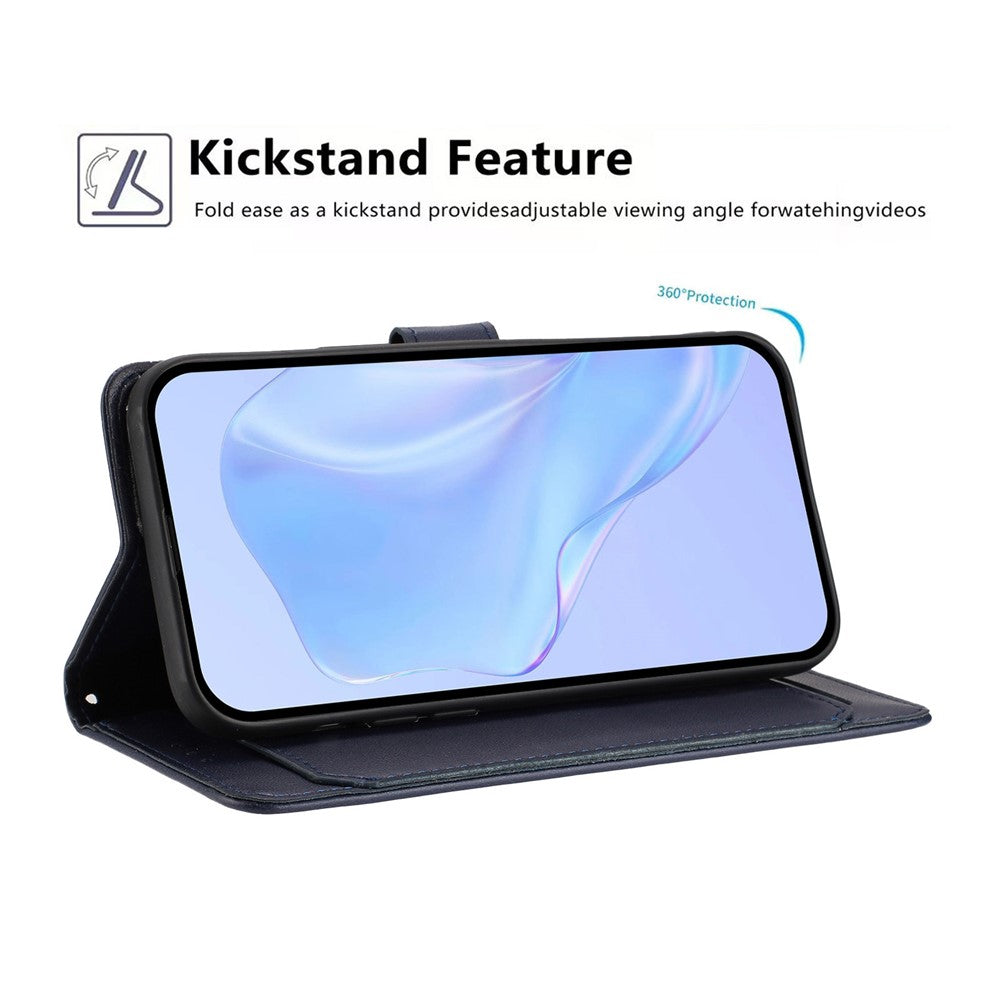 For Samsung Galaxy A57 5G Wallet Case with Strap / Multiple Card Slots Solid Color Leather Stand Phone Cover - Blue