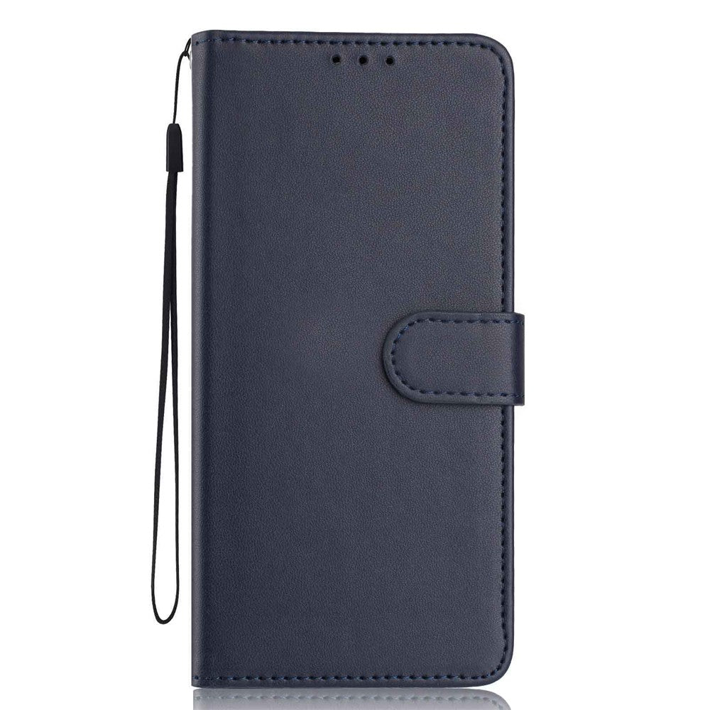 For Samsung Galaxy A57 5G Wallet Case with Strap / Multiple Card Slots Solid Color Leather Stand Phone Cover - Blue