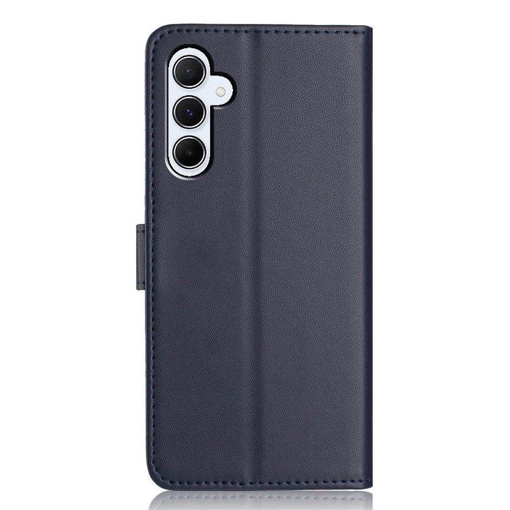 For Samsung Galaxy A57 5G Wallet Case with Strap / Multiple Card Slots Solid Color Leather Stand Phone Cover - Blue