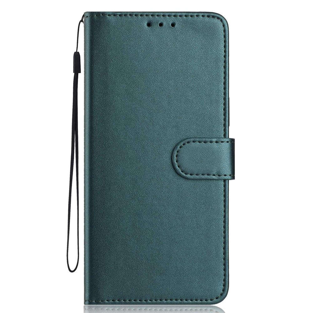 For Samsung Galaxy A57 5G Wallet Case with Strap / Multiple Card Slots Solid Color Leather Stand Phone Cover - Blackish Green