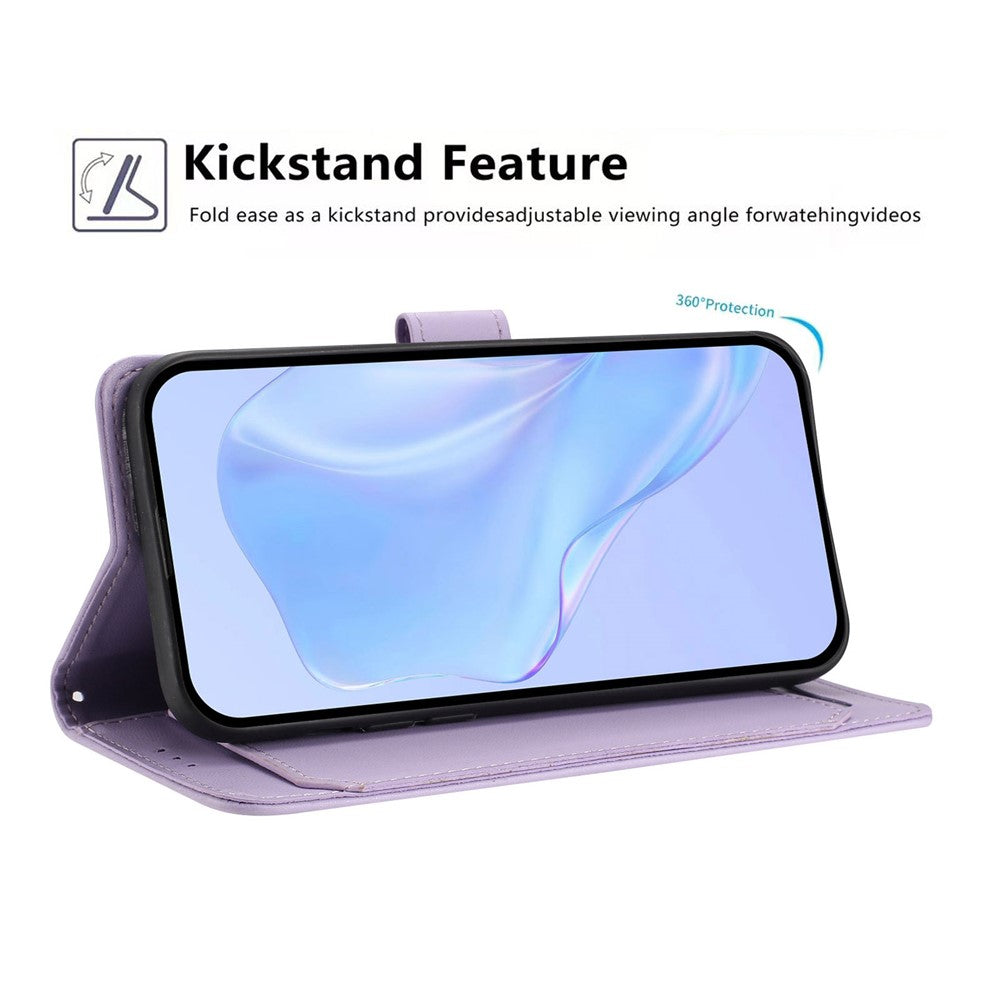 For Samsung Galaxy A57 5G Wallet Case with Strap / Multiple Card Slots Solid Color Leather Stand Phone Cover - Purple
