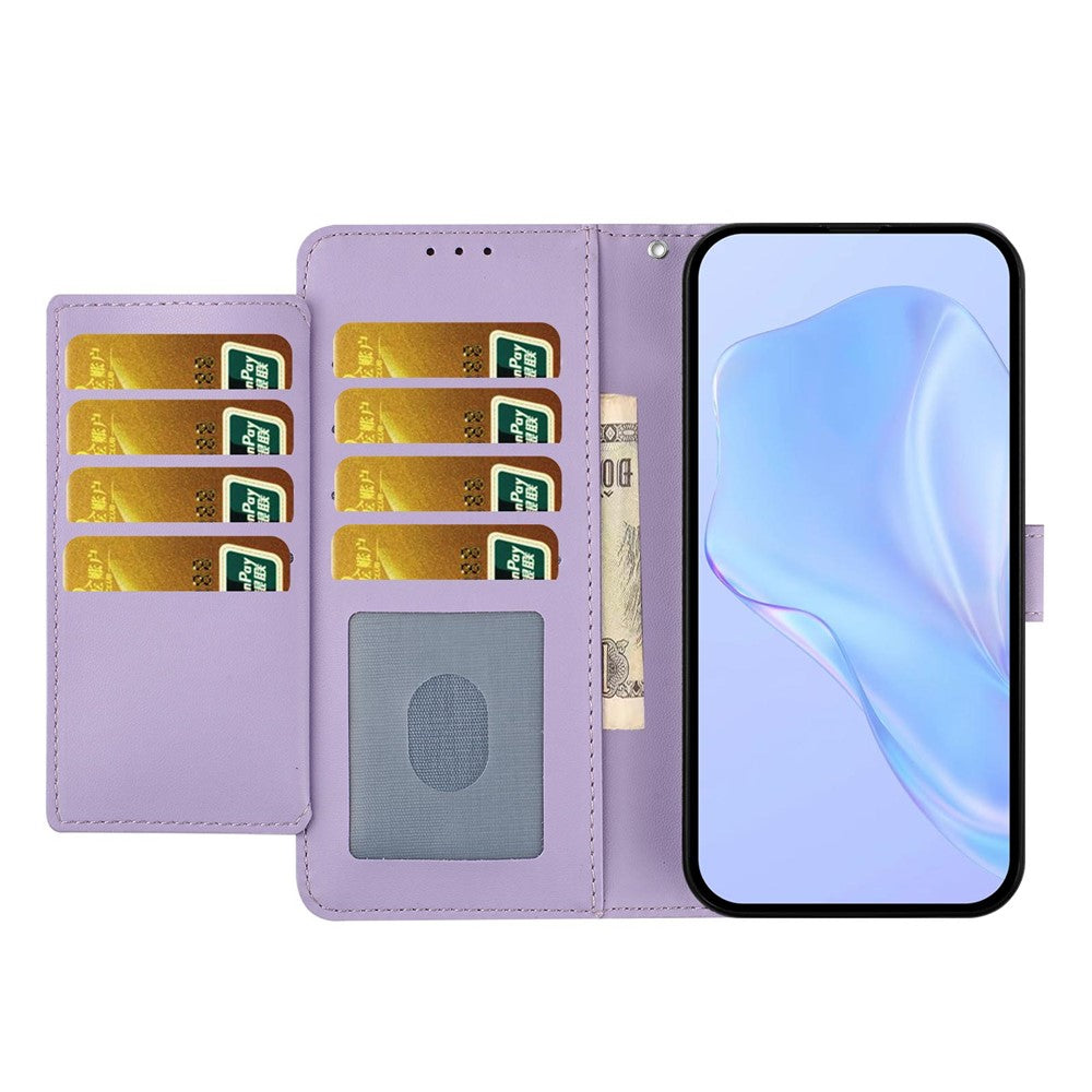 For Samsung Galaxy A57 5G Wallet Case with Strap / Multiple Card Slots Solid Color Leather Stand Phone Cover - Purple