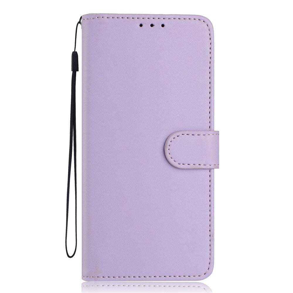 For Samsung Galaxy A57 5G Wallet Case with Strap / Multiple Card Slots Solid Color Leather Stand Phone Cover - Purple
