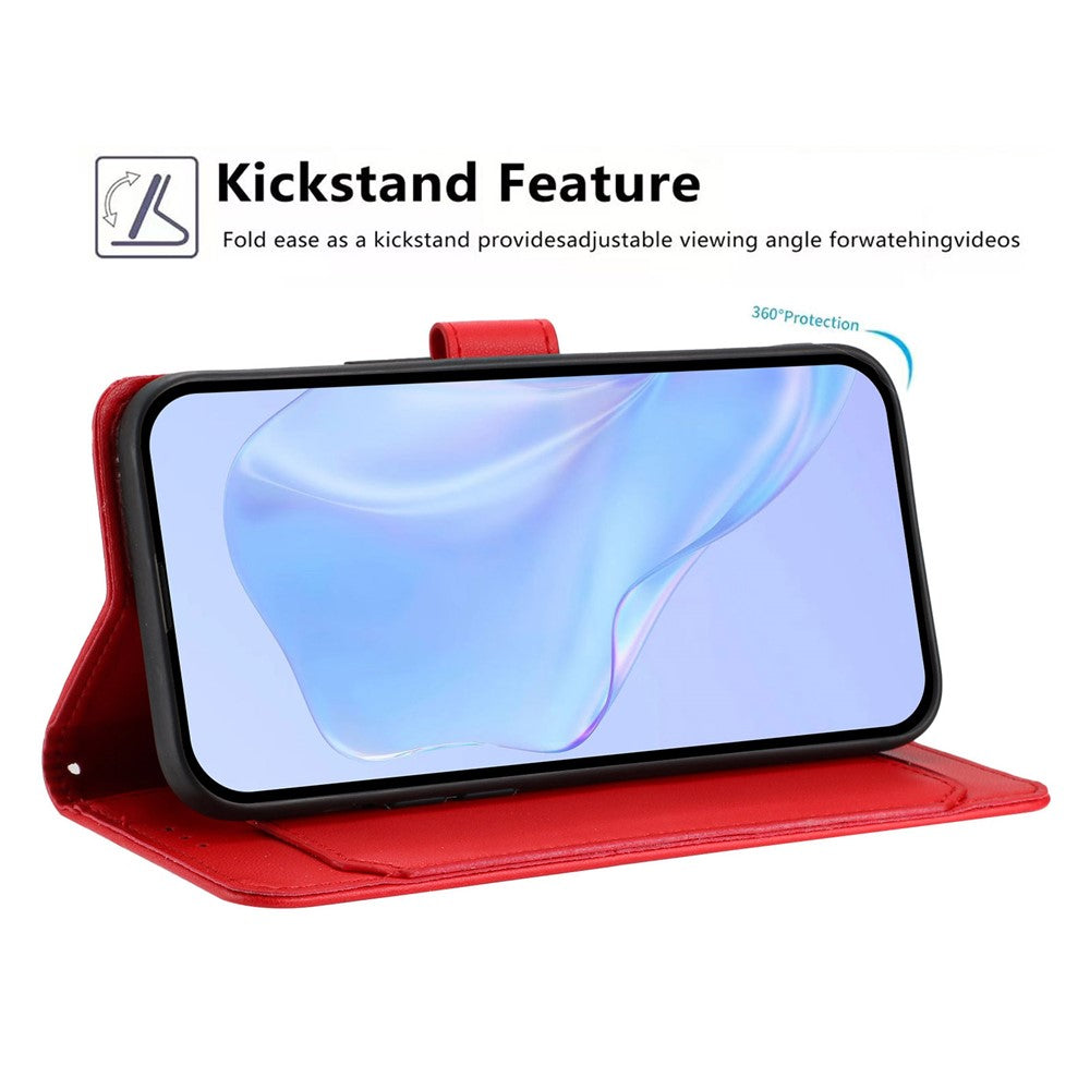 For Samsung Galaxy A57 5G Wallet Case with Strap / Multiple Card Slots Solid Color Leather Stand Phone Cover - Red