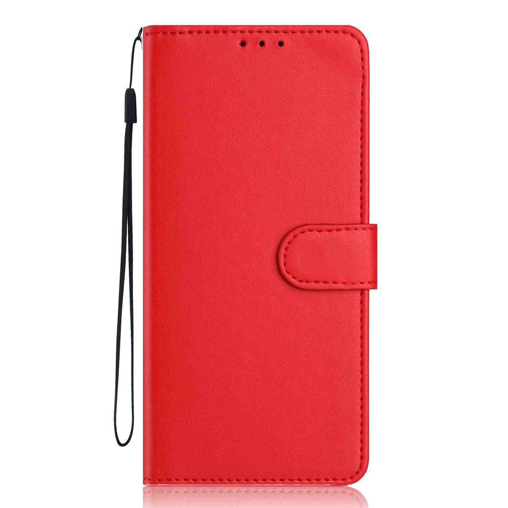 For Samsung Galaxy A57 5G Wallet Case with Strap / Multiple Card Slots Solid Color Leather Stand Phone Cover - Red