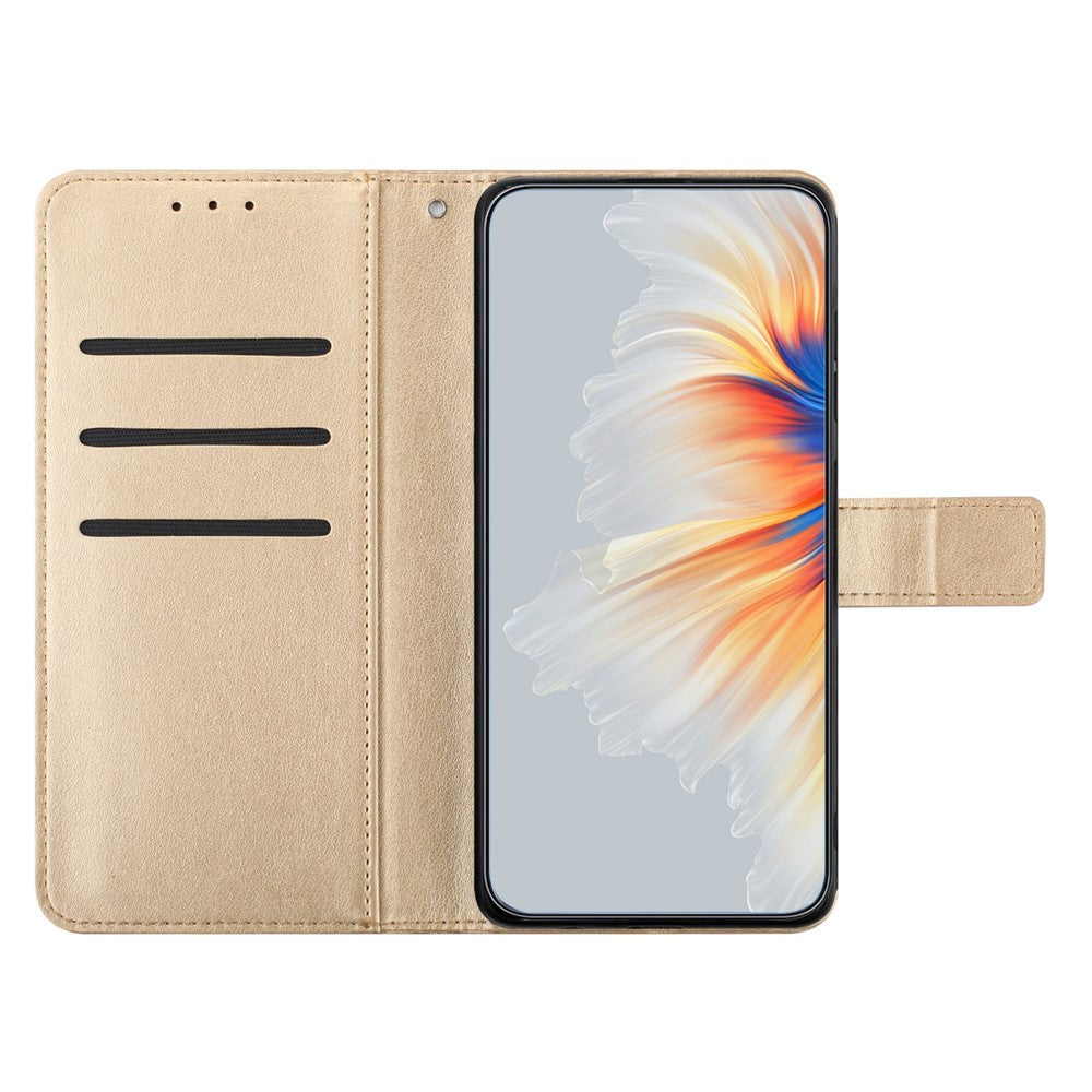 For Samsung Galaxy A57 5G Leather Case with Card Slots Mandala Pattern Phone Cover Stand - Gold