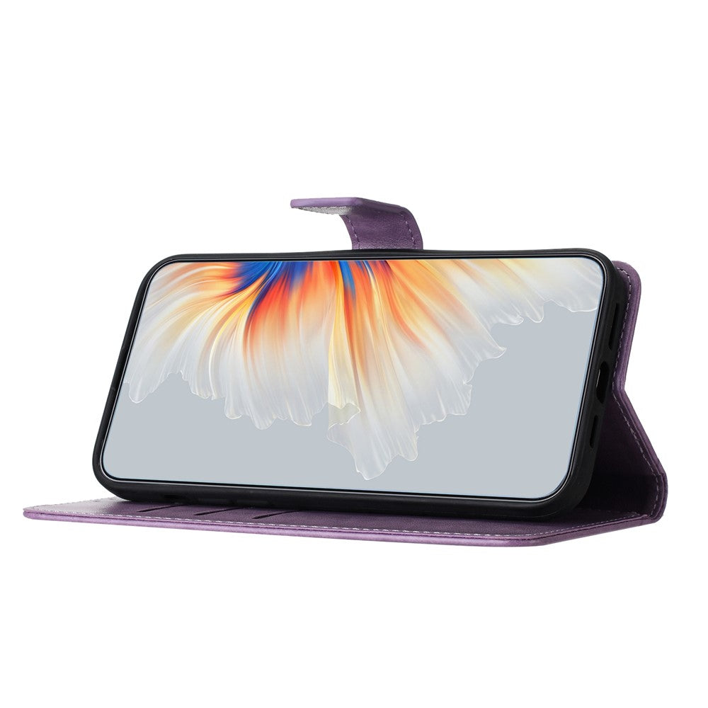 For Samsung Galaxy A57 5G Leather Case with Card Slots Mandala Pattern Phone Cover Stand - Purple
