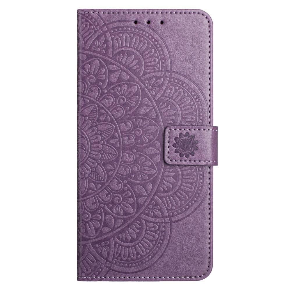 For Samsung Galaxy A57 5G Leather Case with Card Slots Mandala Pattern Phone Cover Stand - Purple