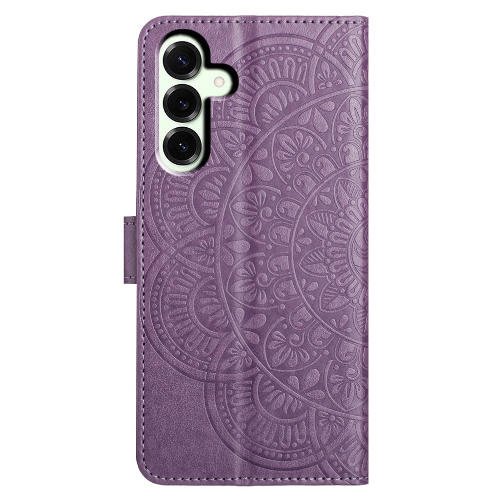 For Samsung Galaxy A57 5G Leather Case with Card Slots Mandala Pattern Phone Cover Stand - Purple