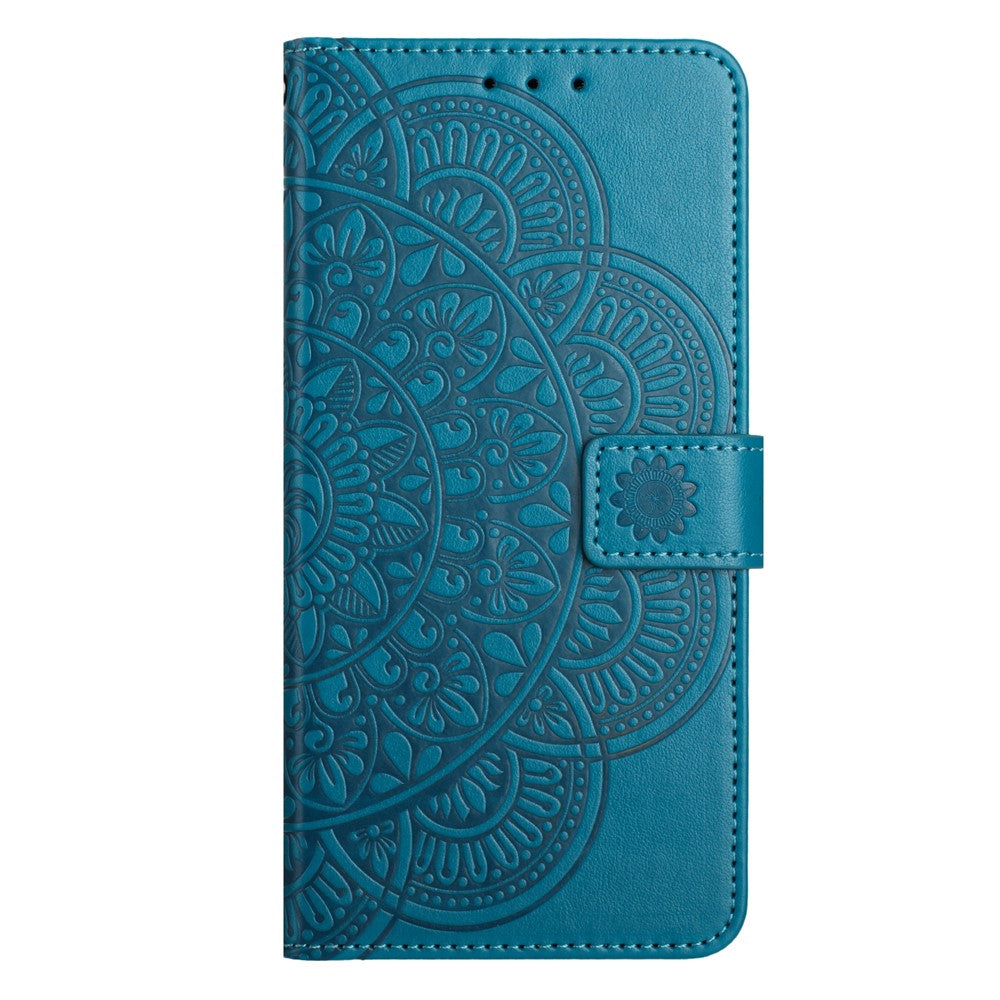 For Samsung Galaxy A57 5G Leather Case with Card Slots Mandala Pattern Phone Cover Stand - Blue