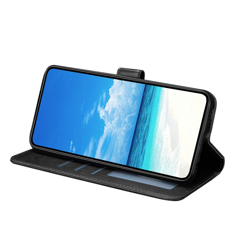 For Samsung Galaxy A57 5G Case Butterfly Imprinted Wallet Stand PU Leather Flip Phone Cover with Strap - Black