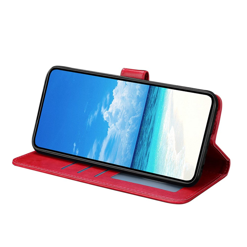 For Samsung Galaxy A57 5G Case Butterfly Imprinted Wallet Stand PU Leather Flip Phone Cover with Strap - Red