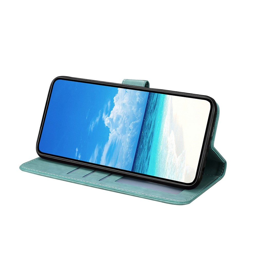 For Samsung Galaxy A57 5G Case Butterfly Imprinted Wallet Stand PU Leather Flip Phone Cover with Strap - Green