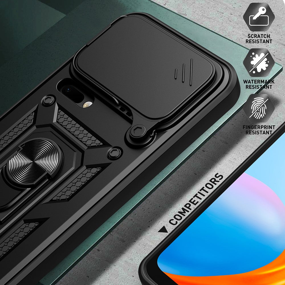 For Xiaomi 17 Pro Max Case with Slide Camera Lid PC + TPU Kickstand Phone Cover - Blue