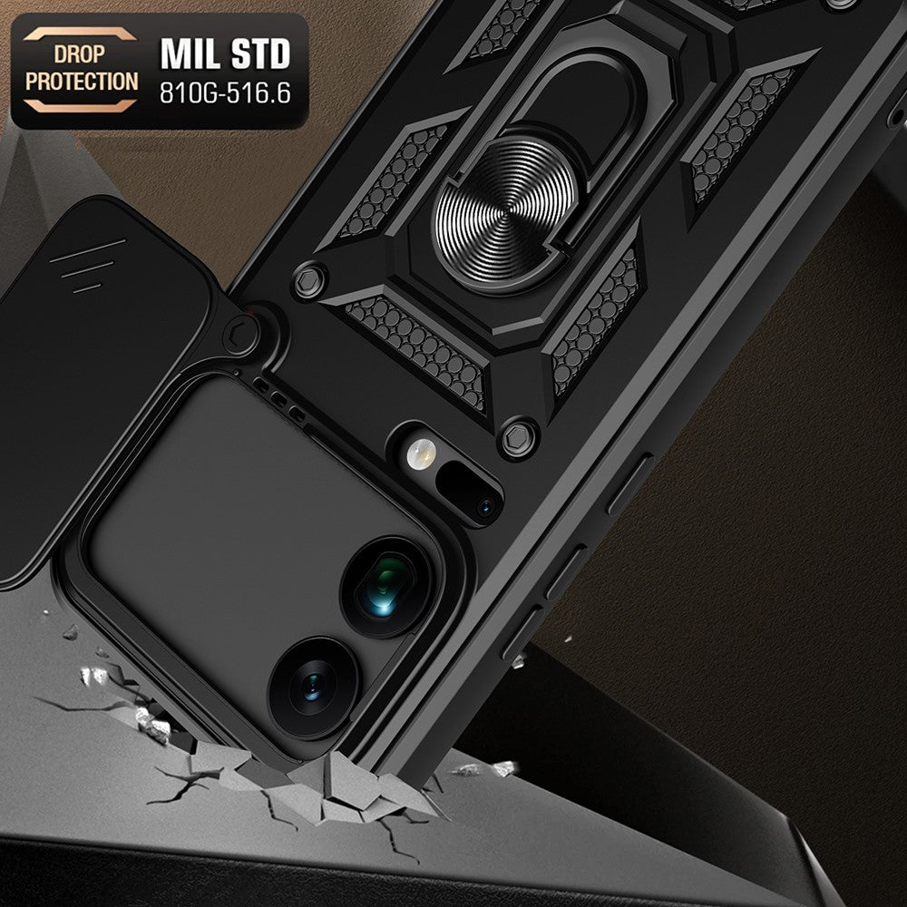 For Xiaomi 17 Pro Max Case with Slide Camera Lid PC + TPU Kickstand Phone Cover - Green