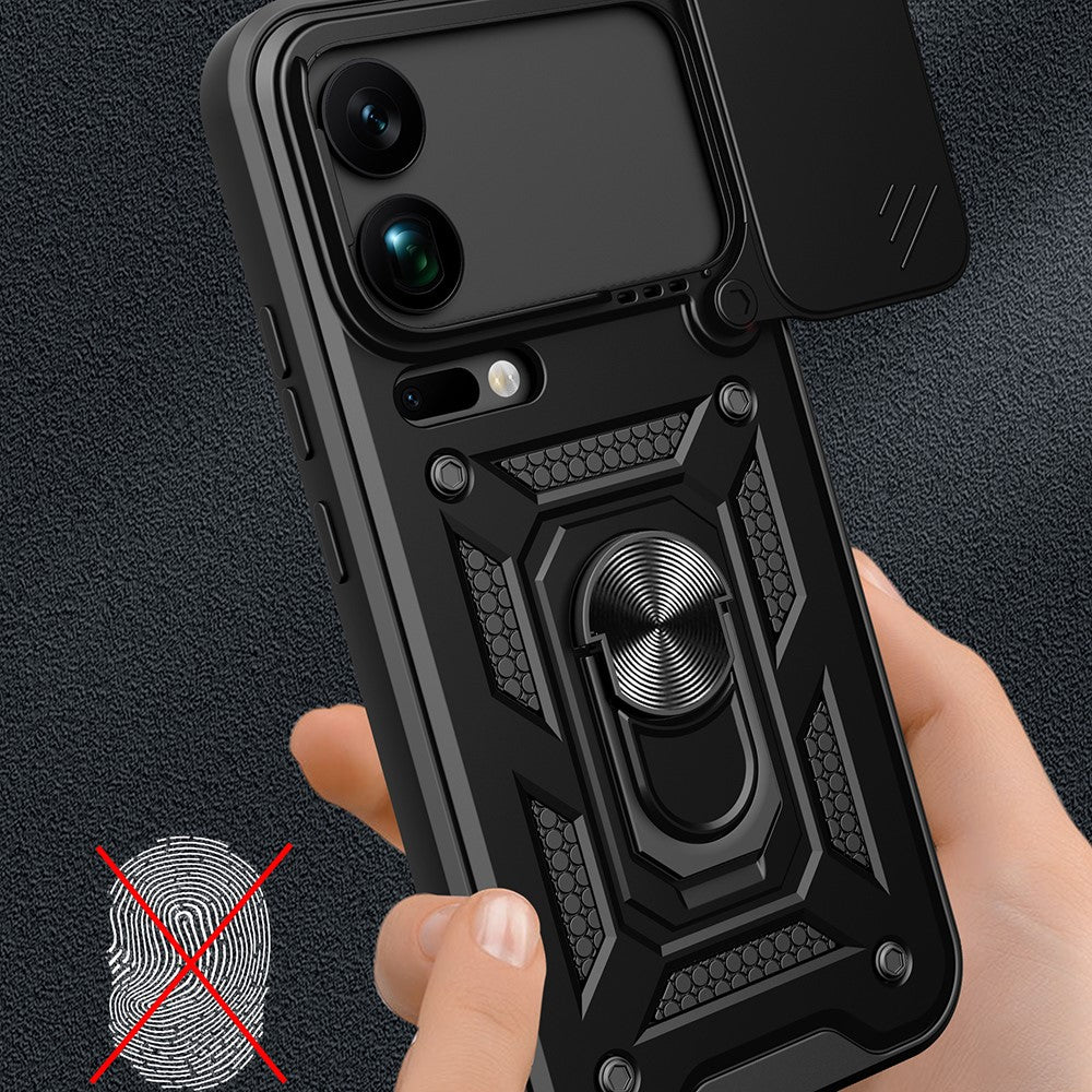 For Xiaomi 17 Pro Max Case with Slide Camera Lid PC + TPU Kickstand Phone Cover - Green