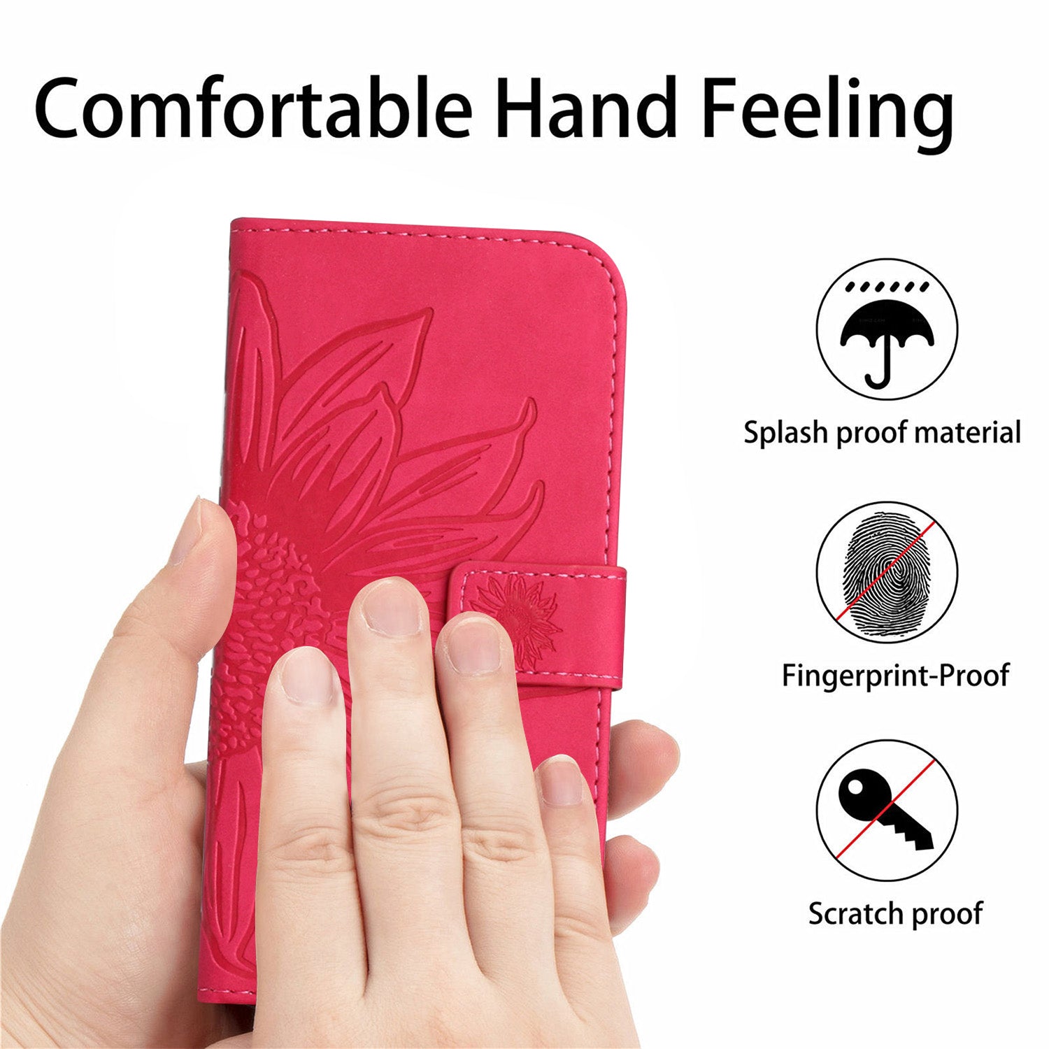 For Xiaomi Poco M8 Pro 5G / Redmi Note 15 Pro+ 5G (Global) Case Sunflower Imprint Leather Wallet Phone Cover with Wrist Strap - Rose