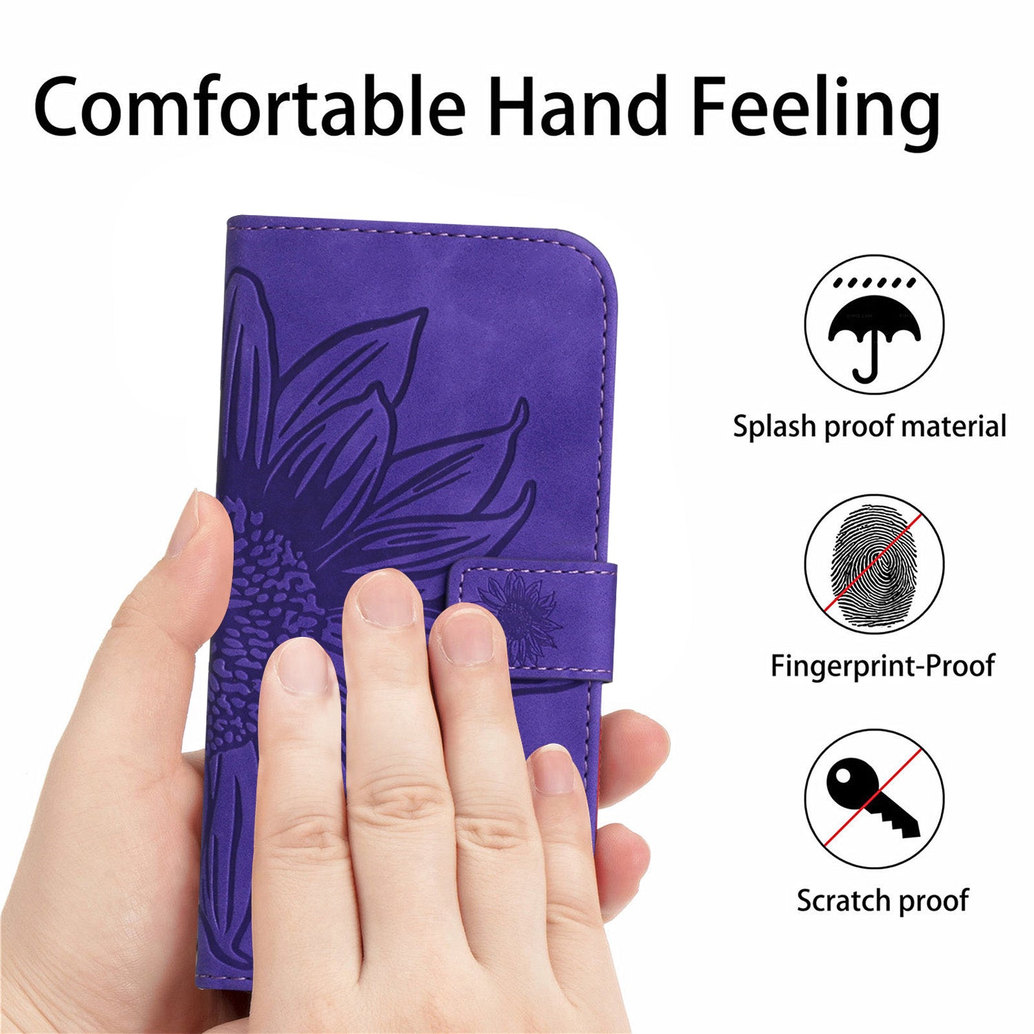 For Xiaomi Redmi Note 15 Pro 5G (Global) Case Sunflower Imprint Leather Wallet Phone Cover with Wrist Strap - Dark Purple