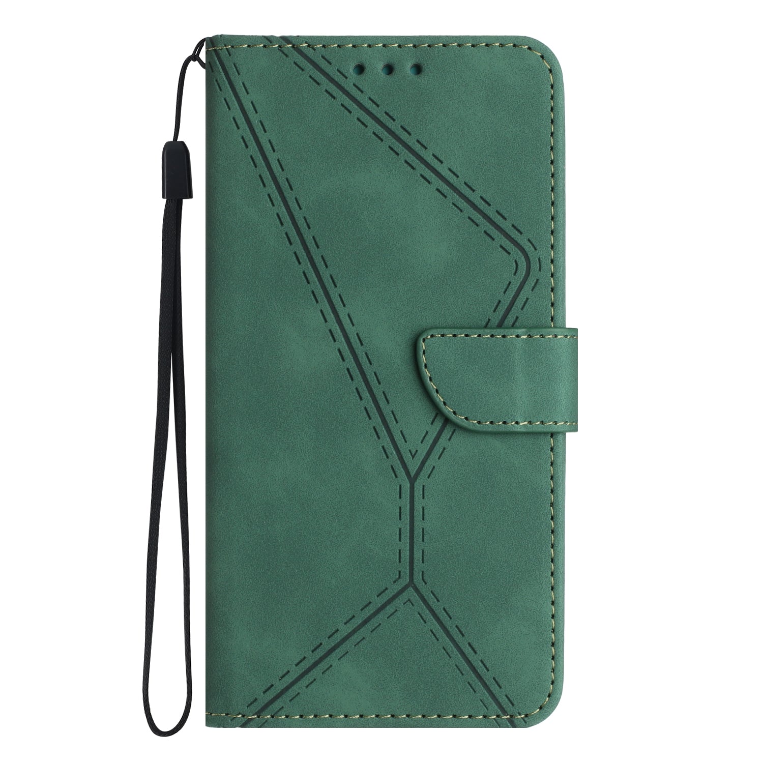 For Xiaomi Poco M8 Pro 5G / Redmi Note 15 Pro+ 5G (Global) Case Skin Touch Lines Imprinted PU Leather Flip Phone Cover - Green