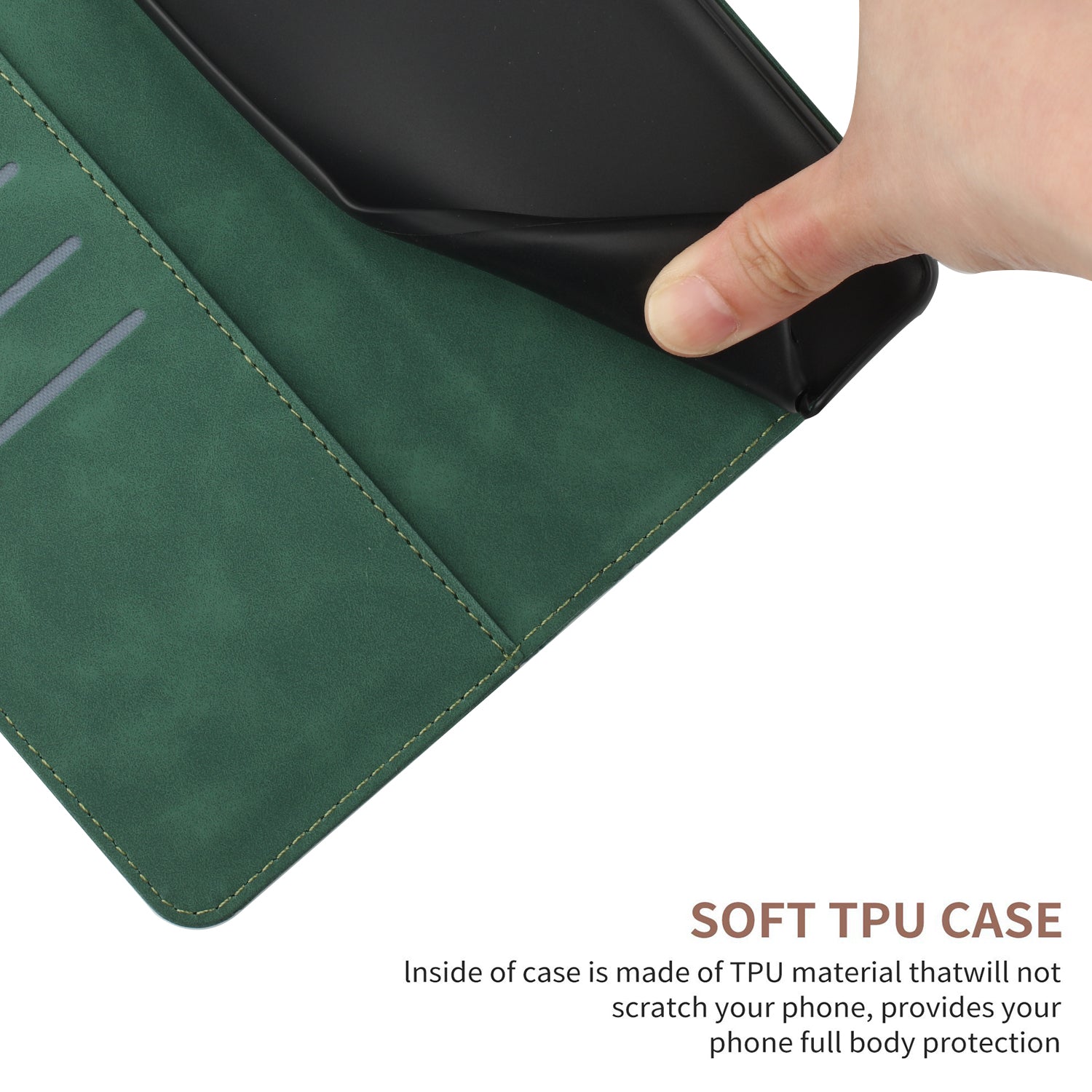 For Xiaomi Poco M8 Pro 5G / Redmi Note 15 Pro+ 5G (Global) Case Skin Touch Lines Imprinted PU Leather Flip Phone Cover - Green
