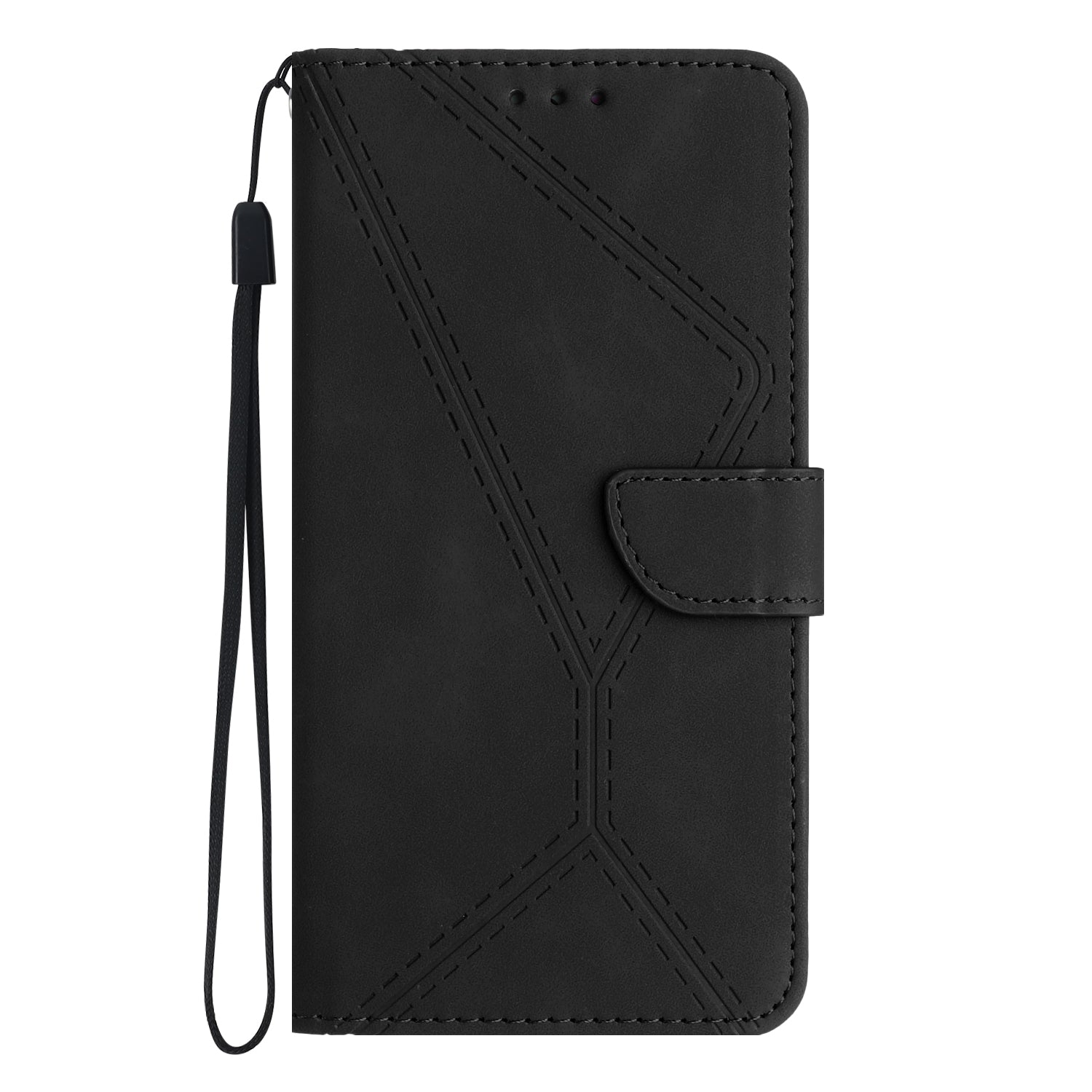 For Xiaomi Redmi Note 15 Pro 5G (Global) Case Skin Touch Lines Imprinted PU Leather Flip Phone Cover - Black