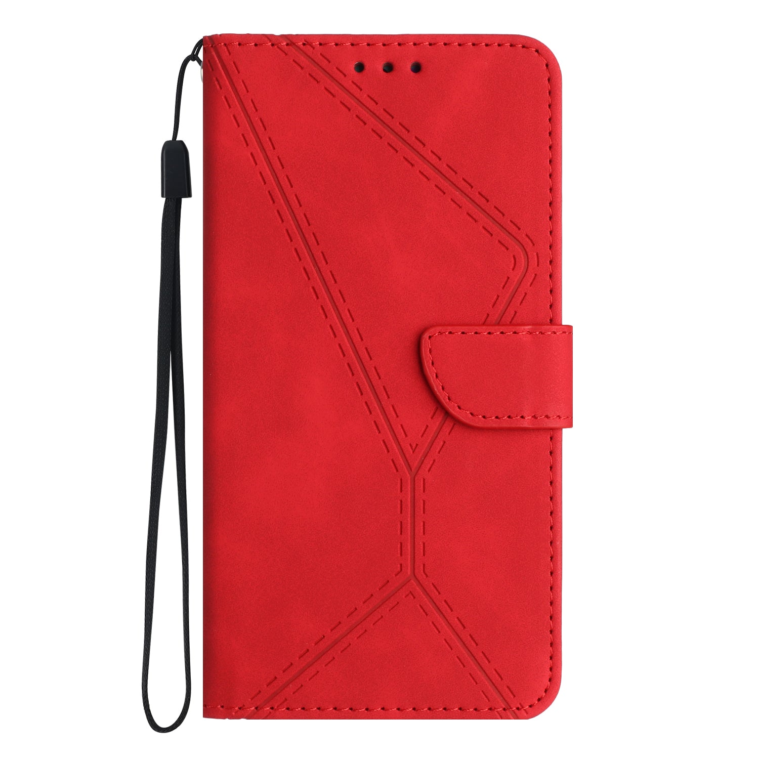 For Xiaomi Redmi Note 15 Pro 5G (Global) Case Skin Touch Lines Imprinted PU Leather Flip Phone Cover - Red