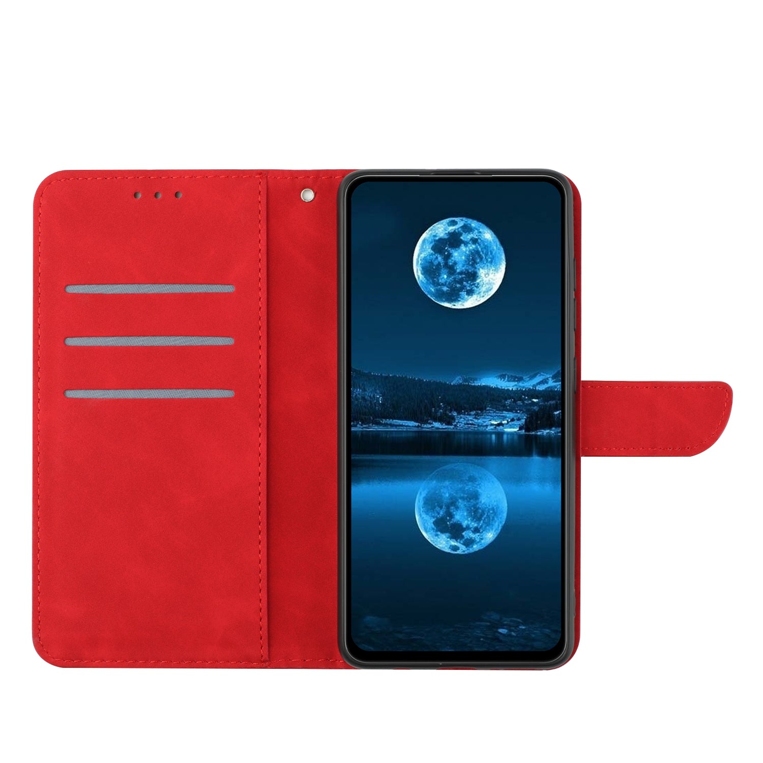 For Xiaomi Redmi Note 15 Pro 5G (Global) Case Skin Touch Lines Imprinted PU Leather Flip Phone Cover - Red