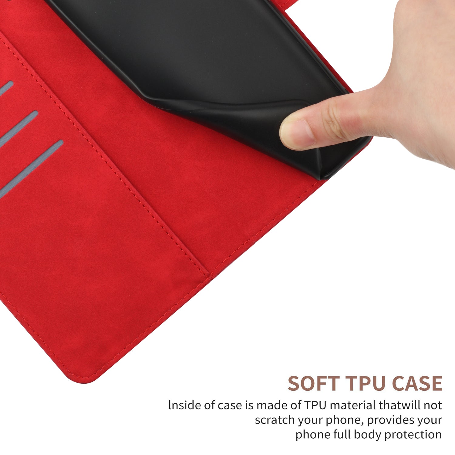 For Xiaomi Redmi Note 15 Pro 5G (Global) Case Skin Touch Lines Imprinted PU Leather Flip Phone Cover - Red