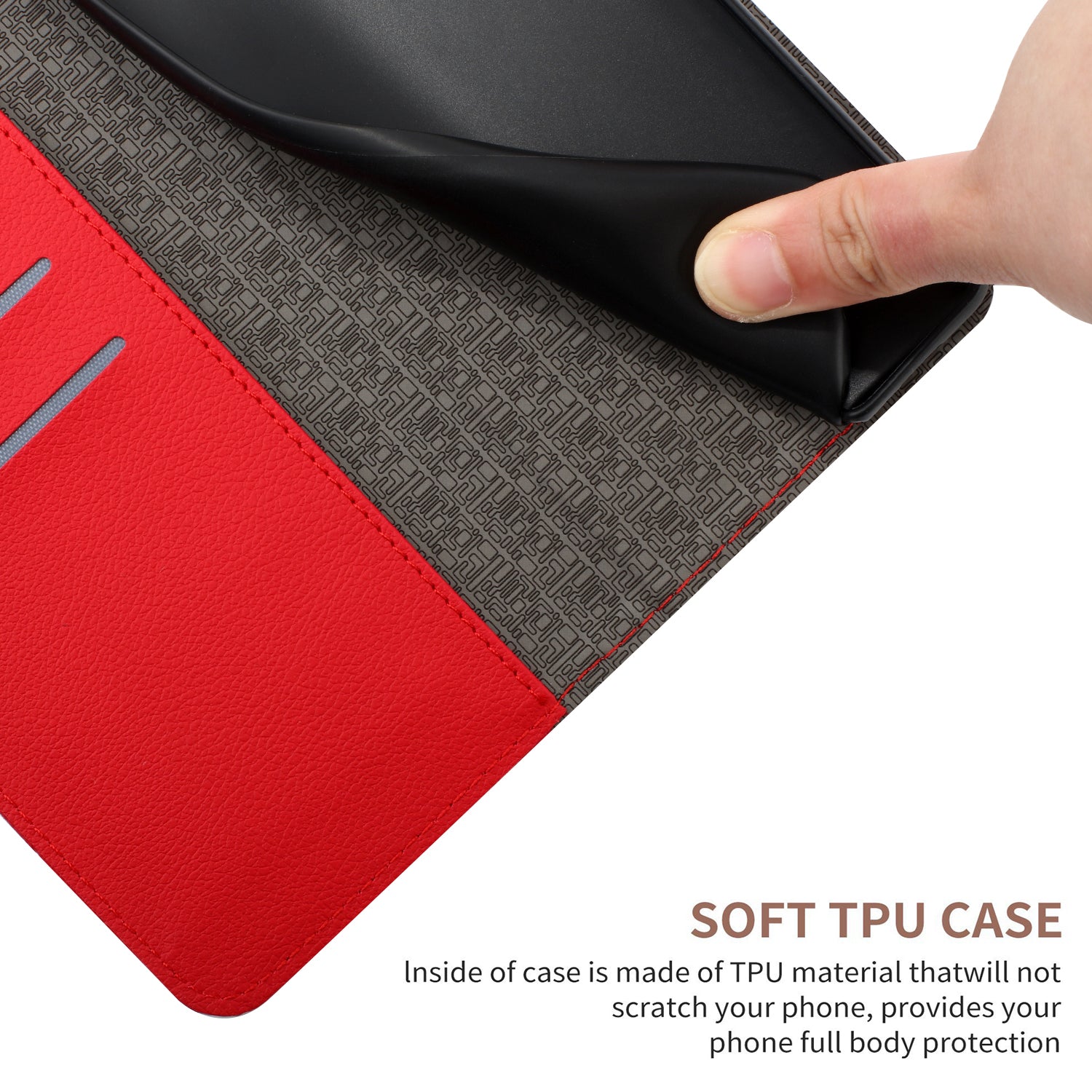For Xiaomi Redmi Note 15 Pro 5G (Global) Case Wallet Imprint PU Leather Flip Folio Phone Cover - Red